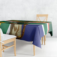 Custom South Africa Rugby Tablecloth 2024 Go Springboks Mascot African Pattern - Wonder Print Shop