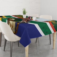 Custom South Africa Rugby Tablecloth 2024 Go Springboks Mascot African Pattern - Wonder Print Shop