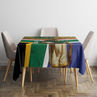 Custom South Africa Rugby Tablecloth 2024 Go Springboks Mascot African Pattern - Wonder Print Shop