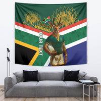 Custom South Africa Rugby Tapestry 2024 Go Springboks Mascot African Pattern - Wonder Print Shop