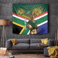 Custom South Africa Rugby Tapestry 2024 Go Springboks Mascot African Pattern - Wonder Print Shop
