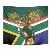 Custom South Africa Rugby Tapestry 2024 Go Springboks Mascot African Pattern - Wonder Print Shop