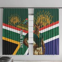 Custom South Africa Rugby Window Curtain 2024 Go Springboks Mascot African Pattern - Wonder Print Shop