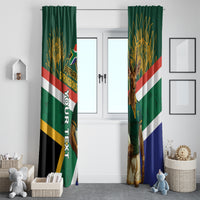 Custom South Africa Rugby Window Curtain 2024 Go Springboks Mascot African Pattern - Wonder Print Shop