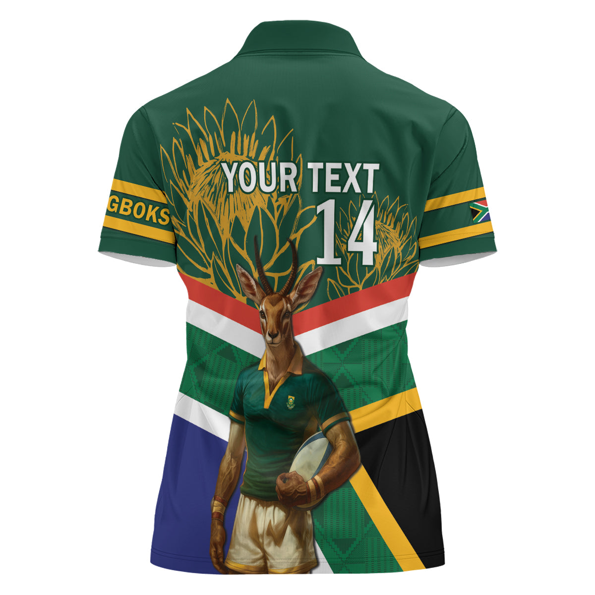 Custom South Africa Rugby Women Polo Shirt 2024 Go Springboks Mascot African Pattern - Wonder Print Shop