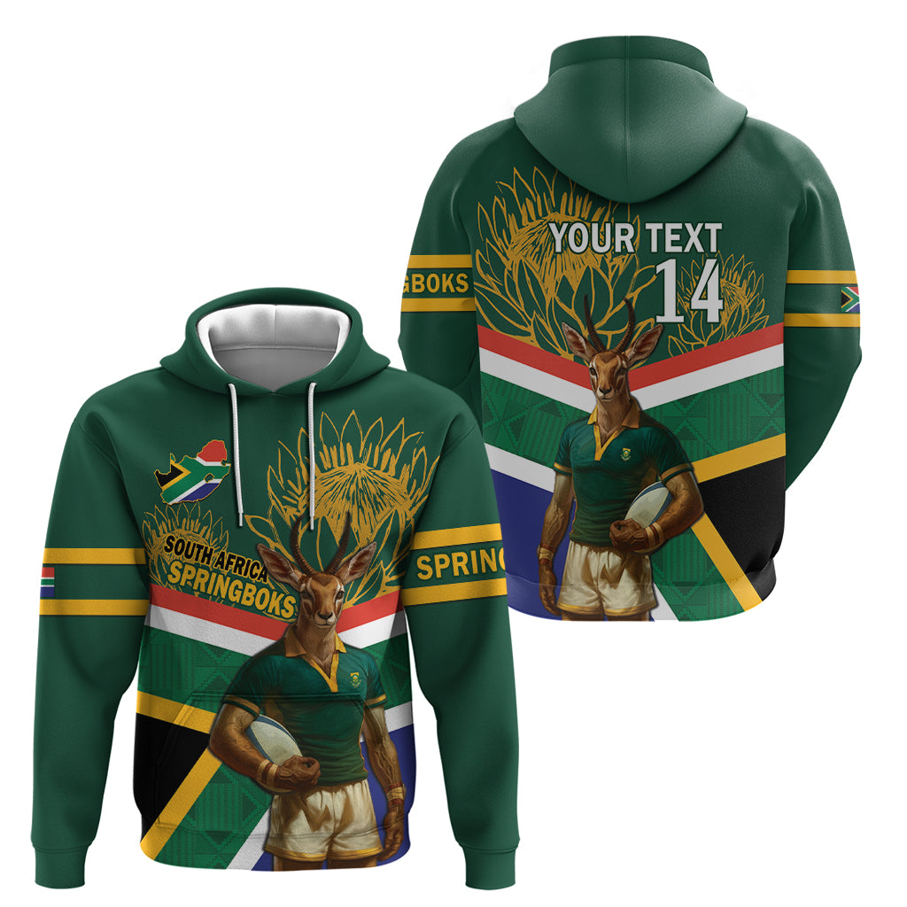Custom South Africa Rugby Zip Hoodie 2024 Go Springboks Mascot African Pattern - Wonder Print Shop