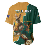 Personalised South Africa And Australia Rugby Baseball Jersey 2024 Springboks Wallabies Mascots Together - Wonder Print Shop
