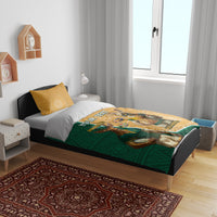 Personalised South Africa And Australia Rugby Bedding Set 2024 Springboks Wallabies Mascots Together - Wonder Print Shop