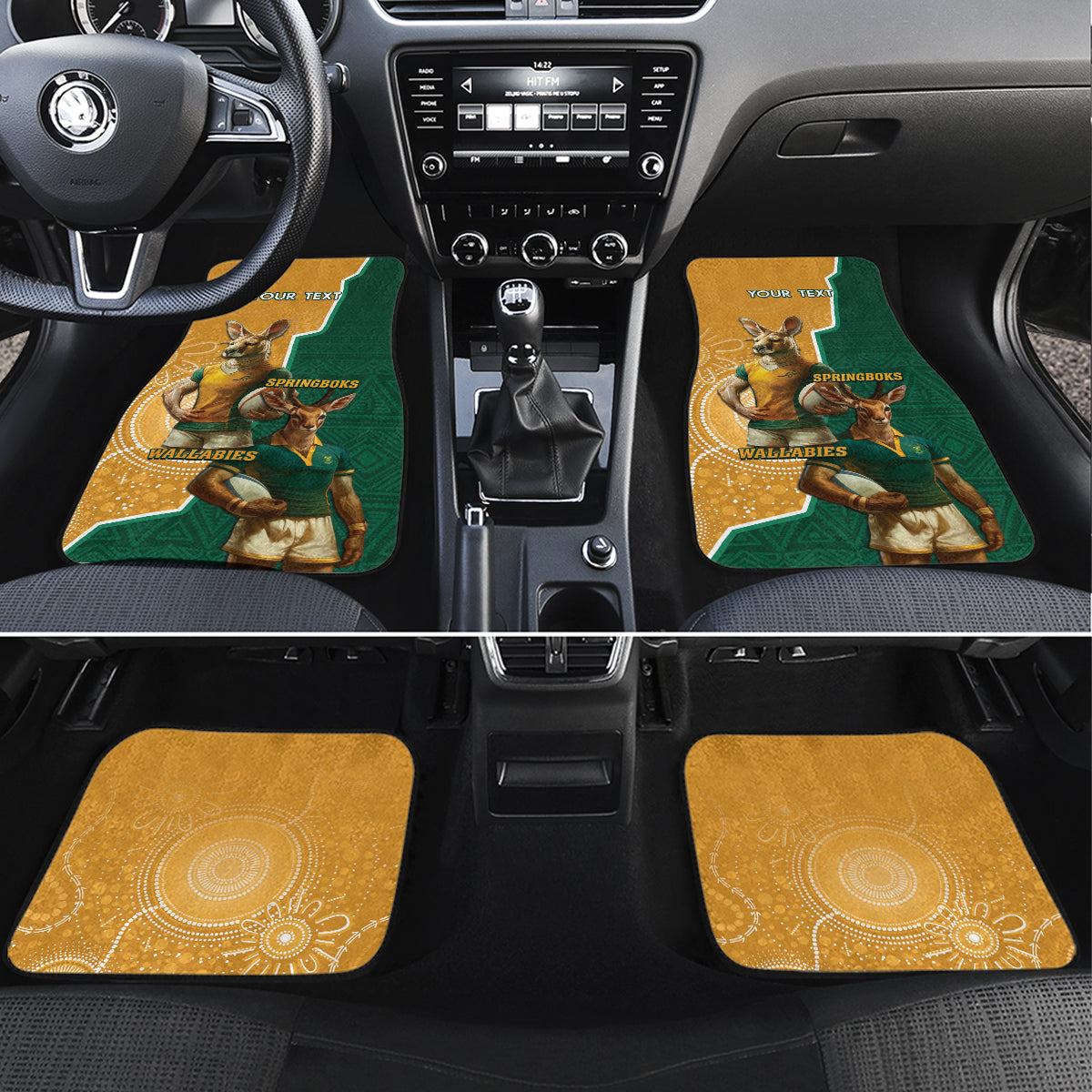 Personalised South Africa And Australia Rugby Car Mats 2024 Springboks Wallabies Mascots Together