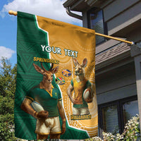 Personalised South Africa And Australia Rugby Garden Flag 2024 Springboks Wallabies Mascots Together - Wonder Print Shop