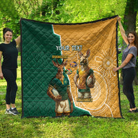 Personalised South Africa And Australia Rugby Quilt 2024 Springboks Wallabies Mascots Together - Wonder Print Shop