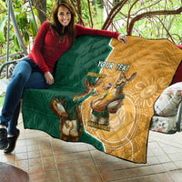 Personalised South Africa And Australia Rugby Quilt 2024 Springboks Wallabies Mascots Together - Wonder Print Shop