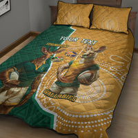 Personalised South Africa And Australia Rugby Quilt Bed Set 2024 Springboks Wallabies Mascots Together - Wonder Print Shop