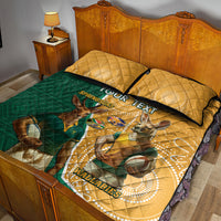 Personalised South Africa And Australia Rugby Quilt Bed Set 2024 Springboks Wallabies Mascots Together - Wonder Print Shop