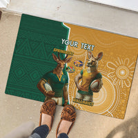 Personalised South Africa And Australia Rugby Rubber Doormat 2024 Springboks Wallabies Mascots Together - Wonder Print Shop