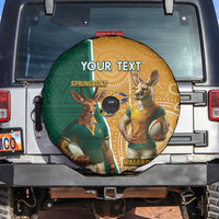 Personalised South Africa And Australia Rugby Spare Tire Cover 2024 Springboks Wallabies Mascots Together - Wonder Print Shop
