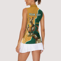 Personalised South Africa And Australia Rugby Women Sleeveless Polo Shirt 2024 Springboks Wallabies Mascots Together - Wonder Print Shop