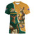 Personalised South Africa And Australia Rugby Women V-Neck T-Shirt 2024 Springboks Wallabies Mascots Together - Wonder Print Shop
