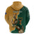 Personalised South Africa And Australia Rugby Zip Hoodie 2024 Springboks Wallabies Mascots Together