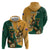 Personalised South Africa And Australia Rugby Zip Hoodie 2024 Springboks Wallabies Mascots Together