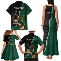 Personalised New Zealand And South Africa Rugby Family Matching Tank Maxi Dress and Hawaiian Shirt 2024 All Black Springboks Mascots Together - Wonder Print Shop