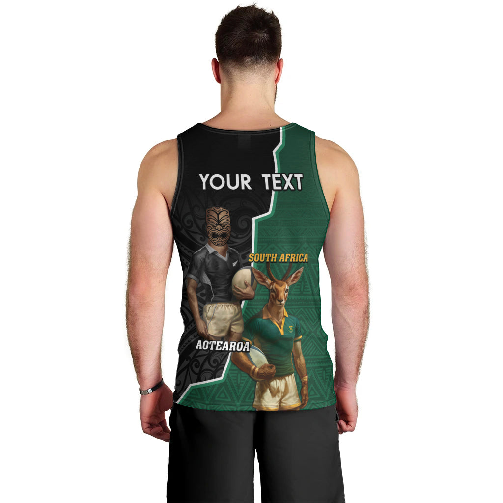 Personalised New Zealand And South Africa Rugby Men Tank Top 2024 All Black Springboks Mascots Together - Wonder Print Shop