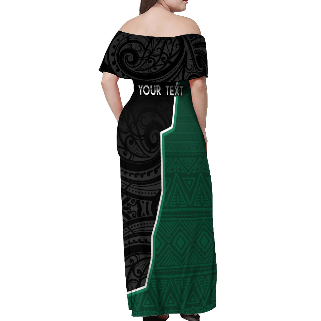 Personalised New Zealand And South Africa Rugby Off Shoulder Maxi Dress 2024 All Black Springboks Mascots Together - Wonder Print Shop
