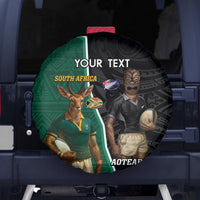 Personalised New Zealand And South Africa Rugby Spare Tire Cover 2024 All Black Springboks Mascots Together - Wonder Print Shop
