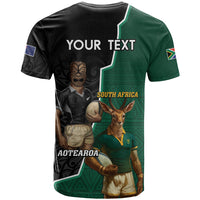 Personalised New Zealand And South Africa Rugby T Shirt 2024 All Black Springboks Mascots Together - Wonder Print Shop