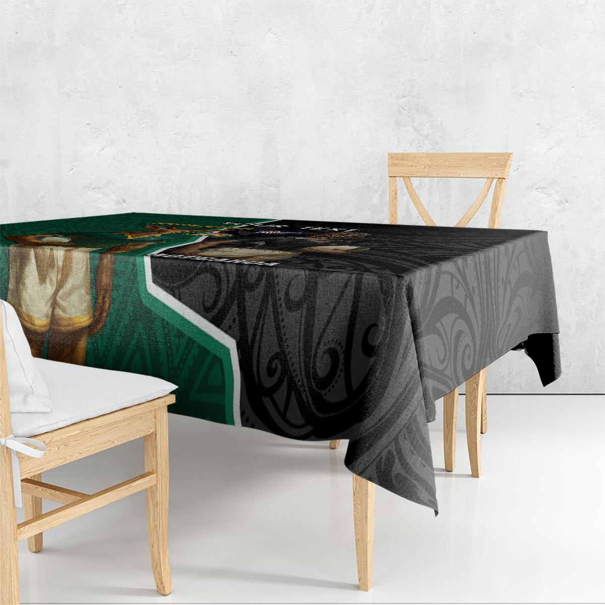 Personalised New Zealand And South Africa Rugby Tablecloth 2024 All Black Springboks Mascots Together - Wonder Print Shop