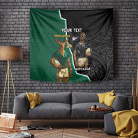 Personalised New Zealand And South Africa Rugby Tapestry 2024 All Black Springboks Mascots Together - Wonder Print Shop