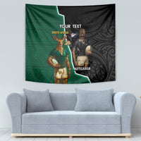 Personalised New Zealand And South Africa Rugby Tapestry 2024 All Black Springboks Mascots Together - Wonder Print Shop