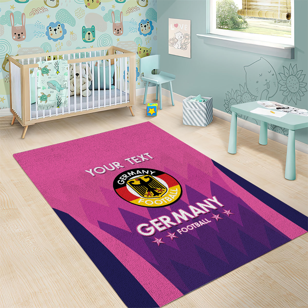 Custom Germany Football Area Rug 2024 Nationalelf - Pink Version - Wonder Print Shop