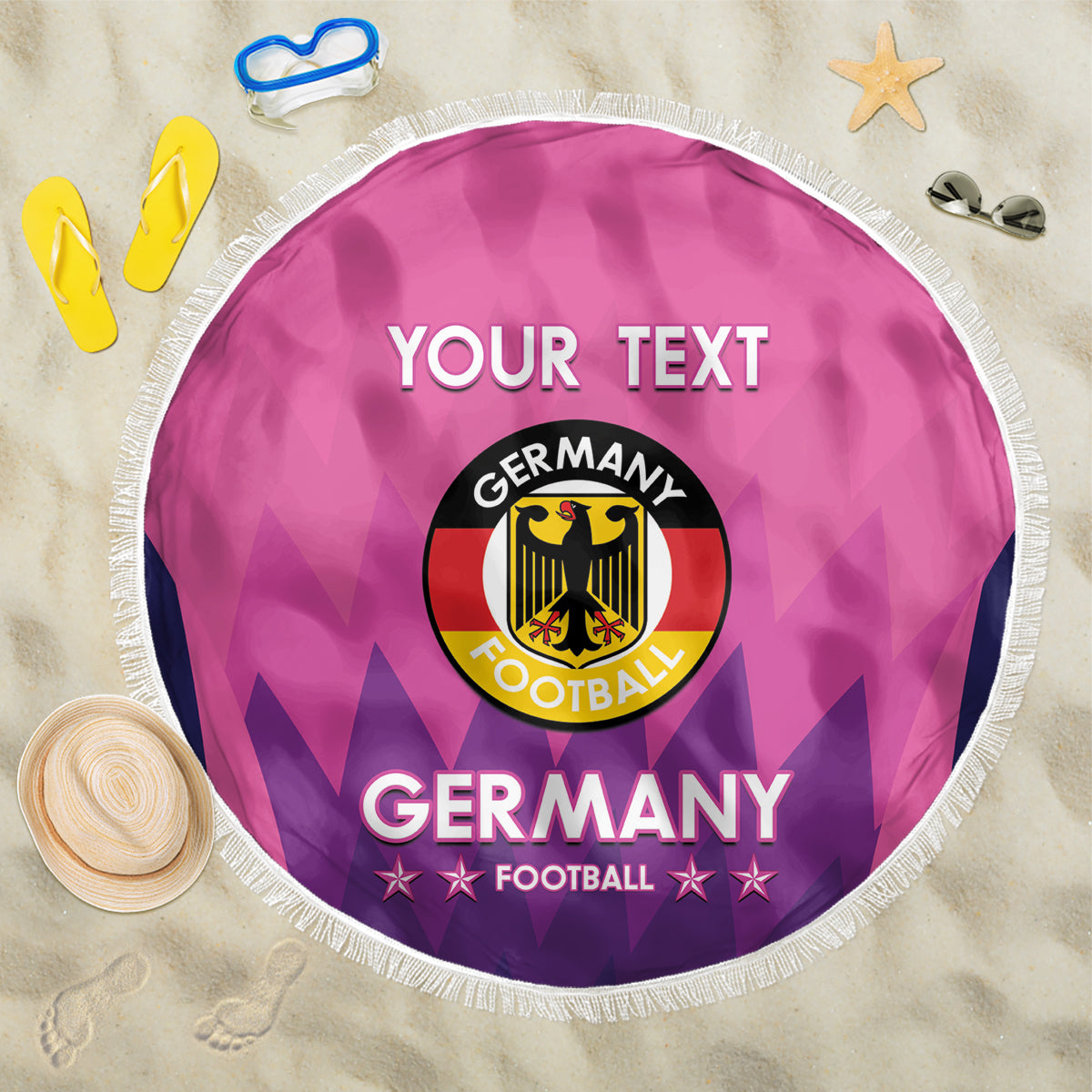 Custom Germany Football Beach Blanket 2024 Nationalelf - Pink Version - Wonder Print Shop