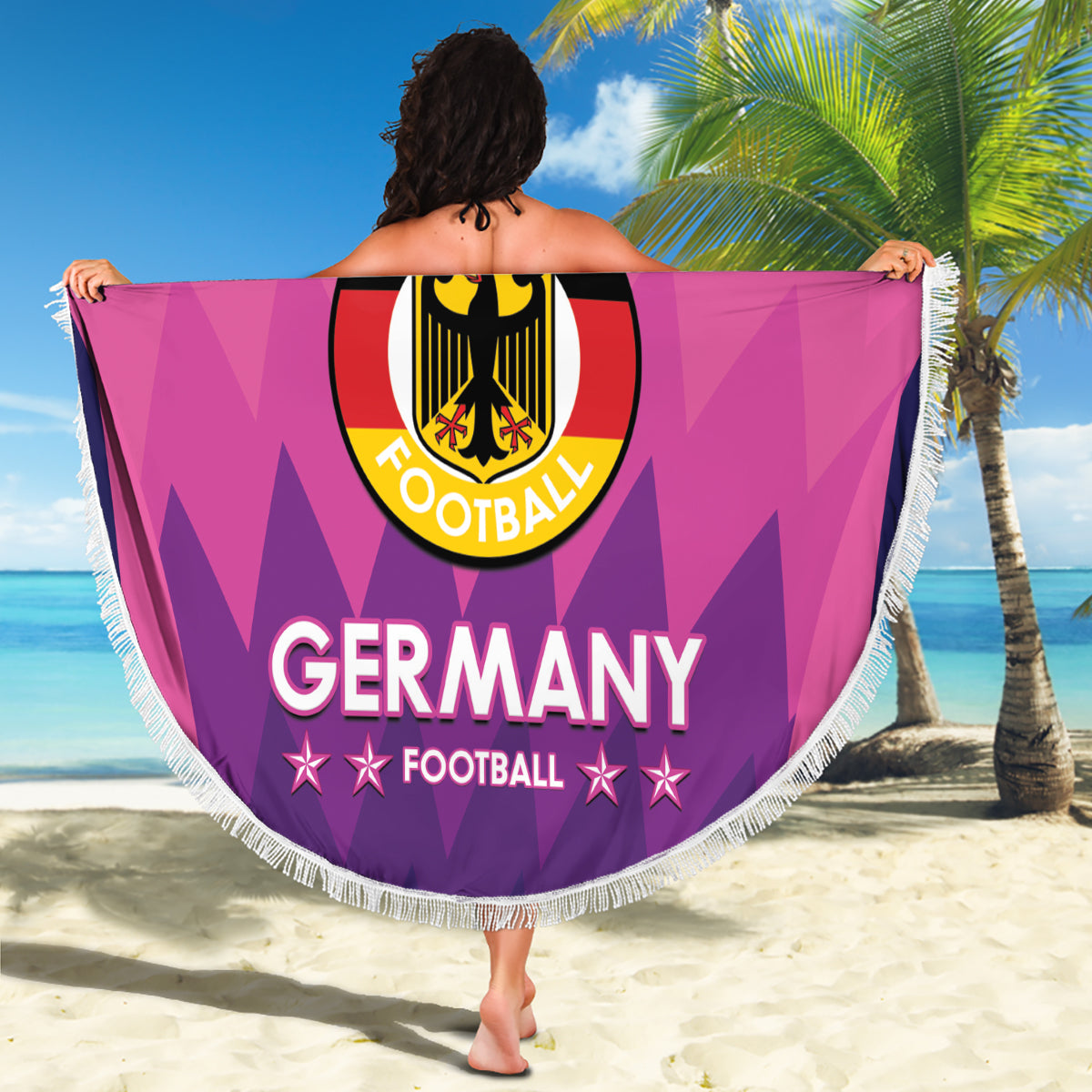Custom Germany Football Beach Blanket 2024 Nationalelf - Pink Version - Wonder Print Shop