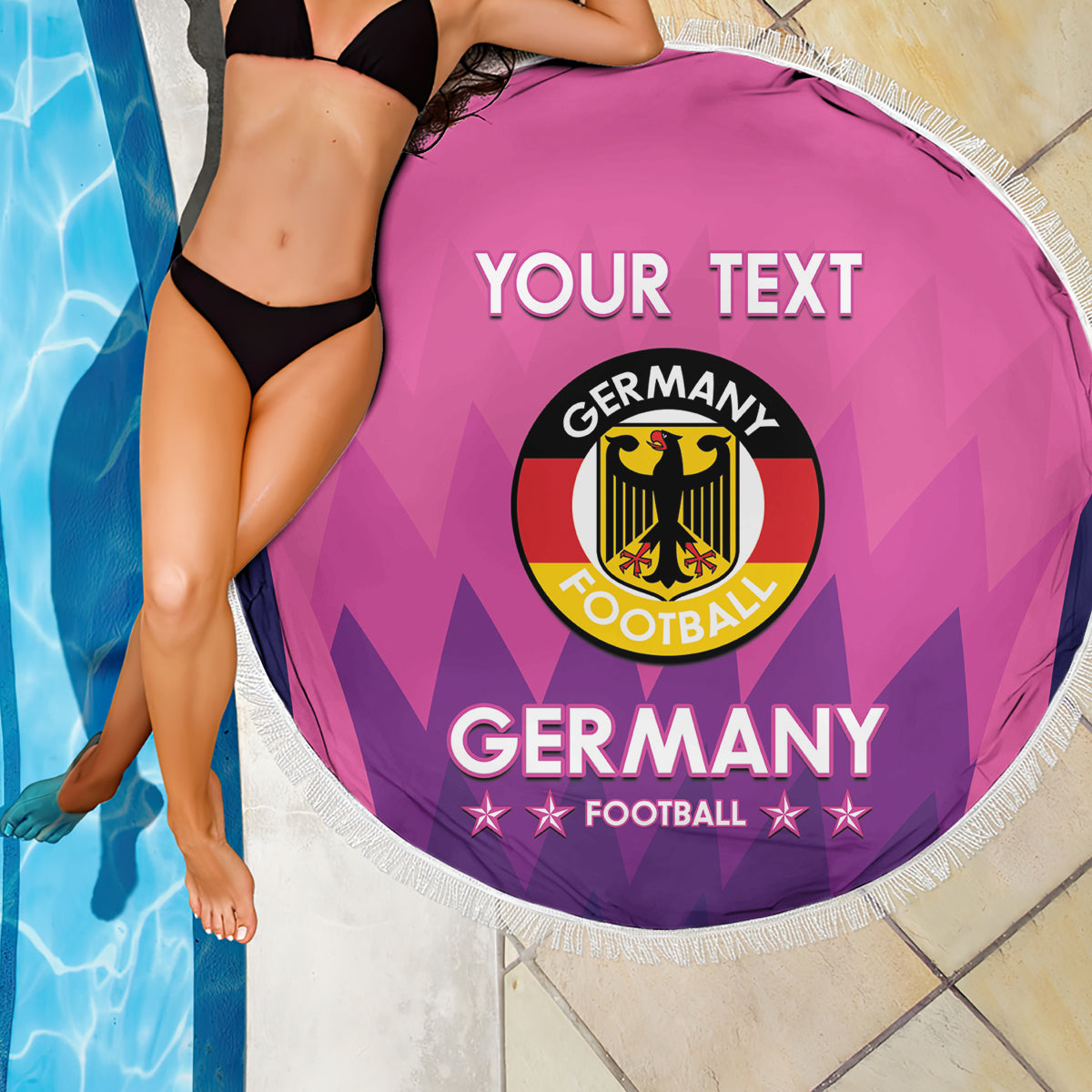 Custom Germany Football Beach Blanket 2024 Nationalelf - Pink Version - Wonder Print Shop
