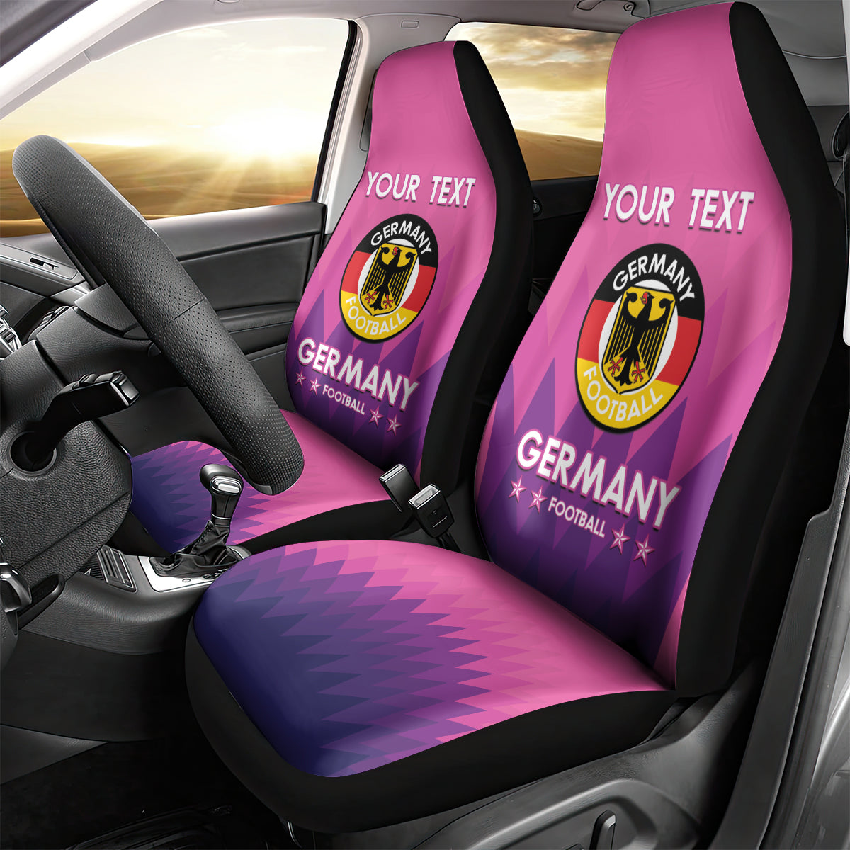 Custom Germany Football Car Seat Cover 2024 Nationalelf - Pink Version - Wonder Print Shop