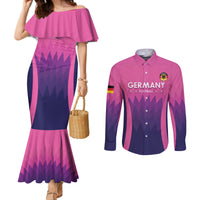 Custom Germany Football Couples Matching Mermaid Dress and Long Sleeve Button Shirt 2024 Nationalelf - Pink Version