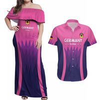 Custom Germany Football Couples Matching Off Shoulder Maxi Dress and Hawaiian Shirt 2024 Nationalelf - Pink Version - Wonder Print Shop