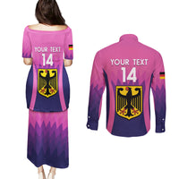 Custom Germany Football Couples Matching Puletasi and Long Sleeve Button Shirt 2024 Nationalelf - Pink Version - Wonder Print Shop