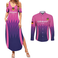 Custom Germany Football Couples Matching Summer Maxi Dress and Long Sleeve Button Shirt 2024 Nationalelf - Pink Version - Wonder Print Shop
