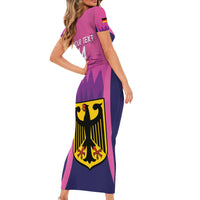 Custom Germany Football Family Matching Short Sleeve Bodycon Dress and Hawaiian Shirt 2024 Nationalelf - Pink Version - Wonder Print Shop