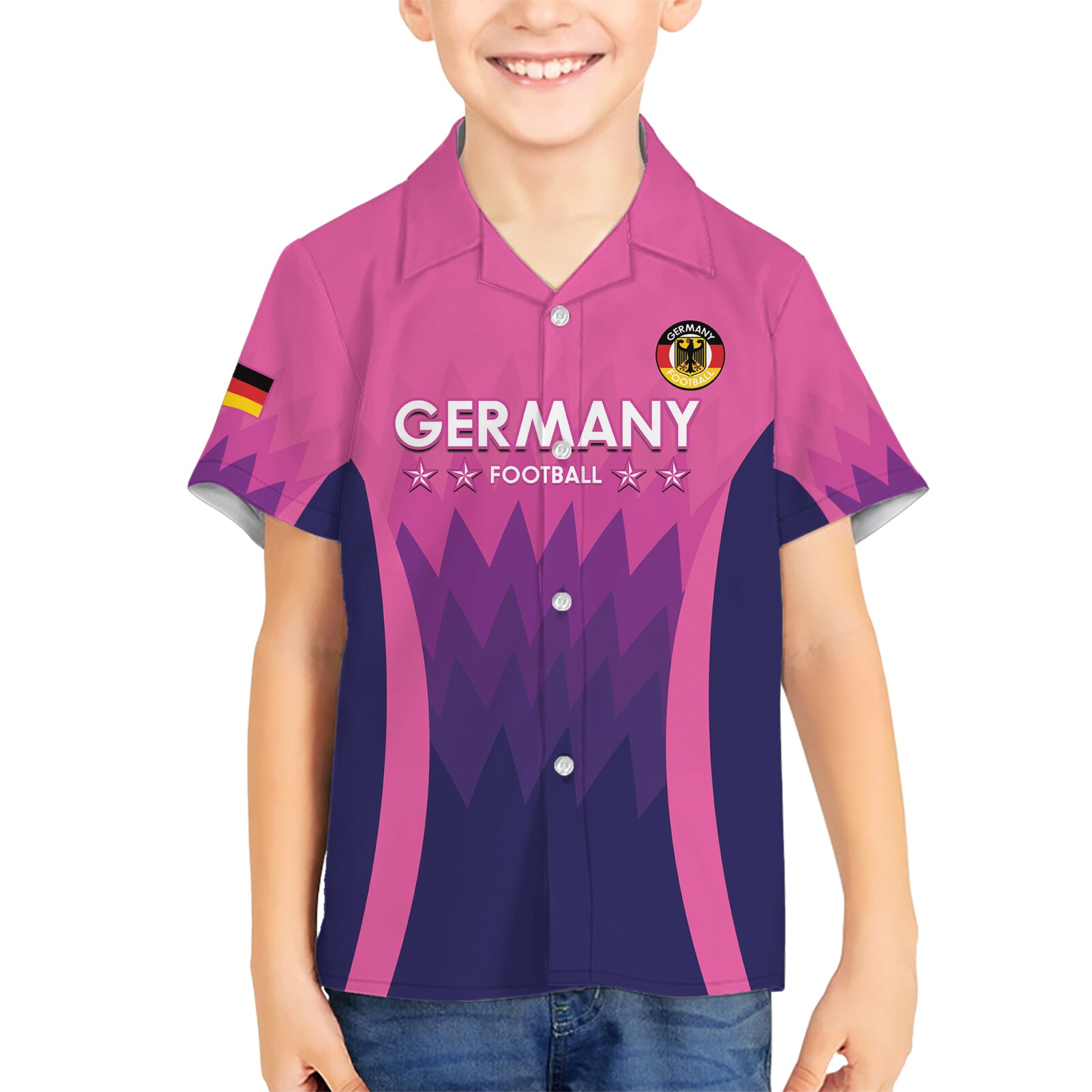 Custom Germany Football Kid Hawaiian Shirt 2024 Nationalelf - Pink Version - Wonder Print Shop
