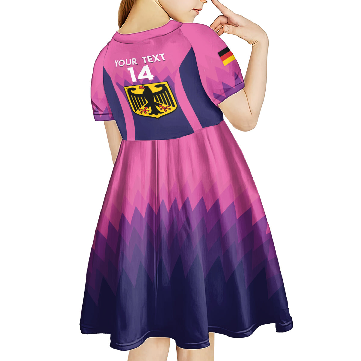 Custom Germany Football Kid Short Sleeve Dress 2024 Nationalelf - Pink Version - Wonder Print Shop
