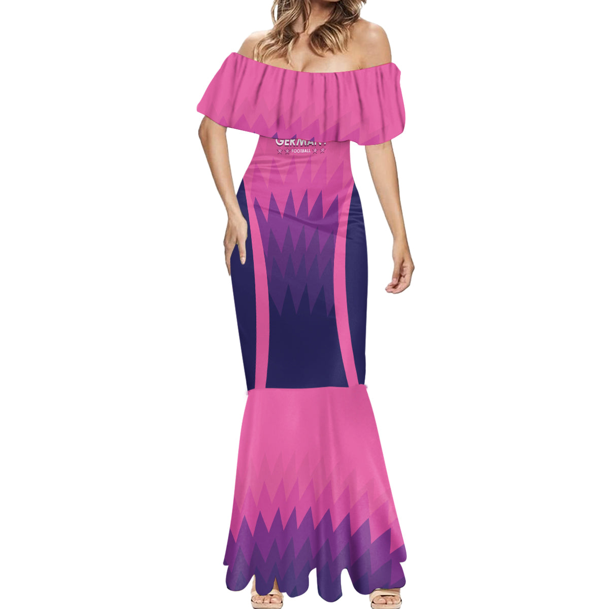 Custom Germany Football Mermaid Dress 2024 Nationalelf - Pink Version - Wonder Print Shop