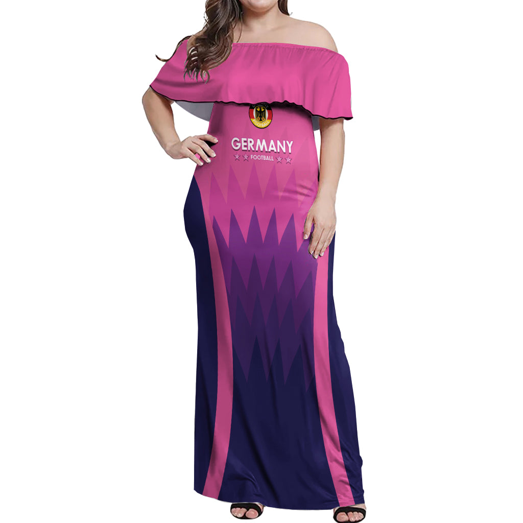 Custom Germany Football Off Shoulder Maxi Dress 2024 Nationalelf - Pink Version - Wonder Print Shop