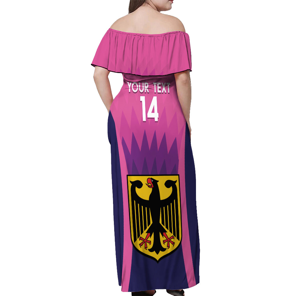 Custom Germany Football Off Shoulder Maxi Dress 2024 Nationalelf - Pink Version - Wonder Print Shop