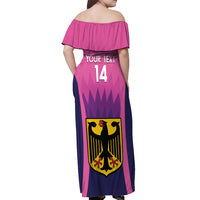 Custom Germany Football Off Shoulder Maxi Dress 2024 Nationalelf - Pink Version - Wonder Print Shop