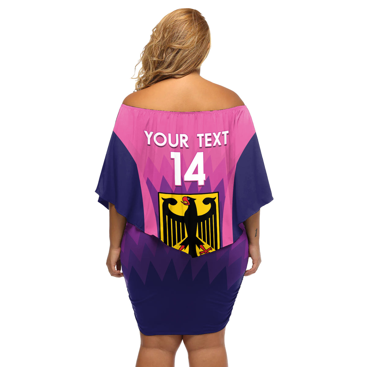 Custom Germany Football Off Shoulder Short Dress 2024 Nationalelf - Pink Version - Wonder Print Shop