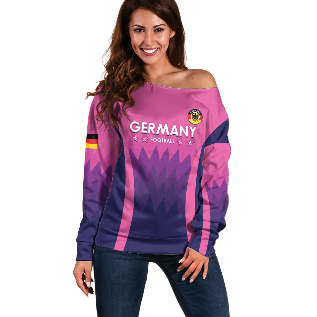 Custom Germany Football Off Shoulder Sweater 2024 Nationalelf - Pink Version